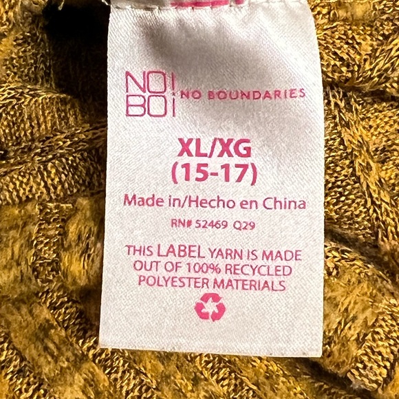 No Boundaries Golden Mustard Yellow Black Tie Top Junior’s Extra Large XL - Picture 5 of 5